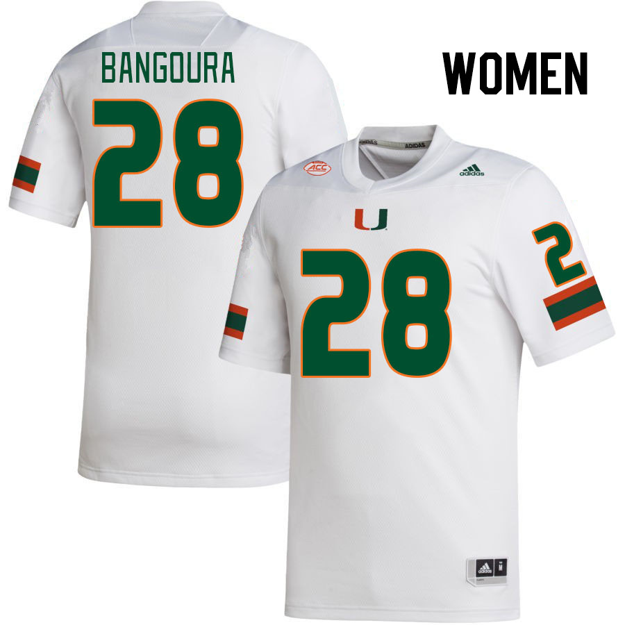 Women #28 Souleymane Bangoura Miami Hurricanes College Football Jerseys Stitched-White